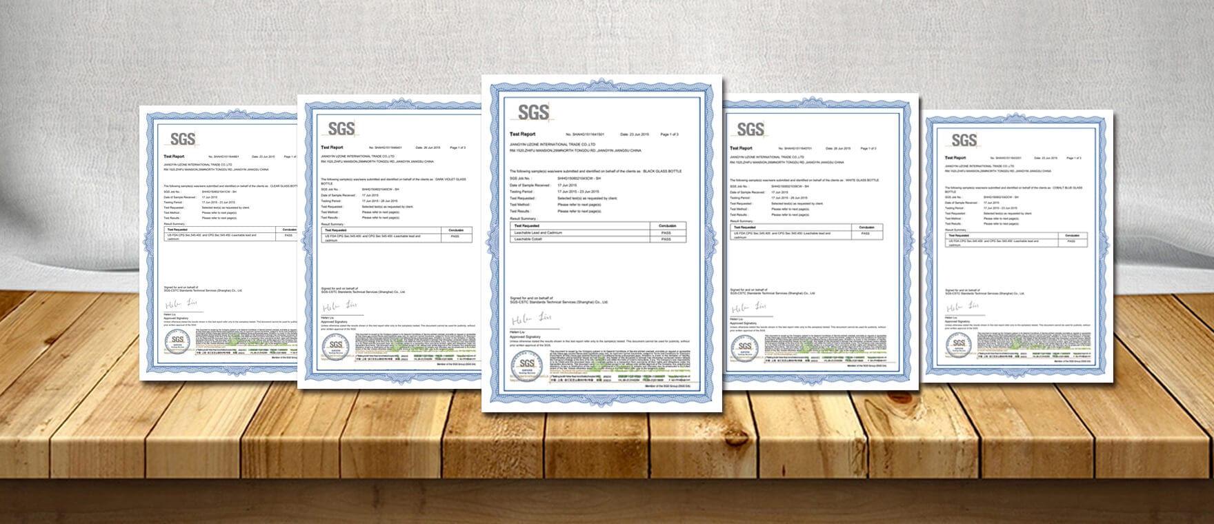 SGS Certifications of UzoneGroup Cosmetic packaging glass bottle products